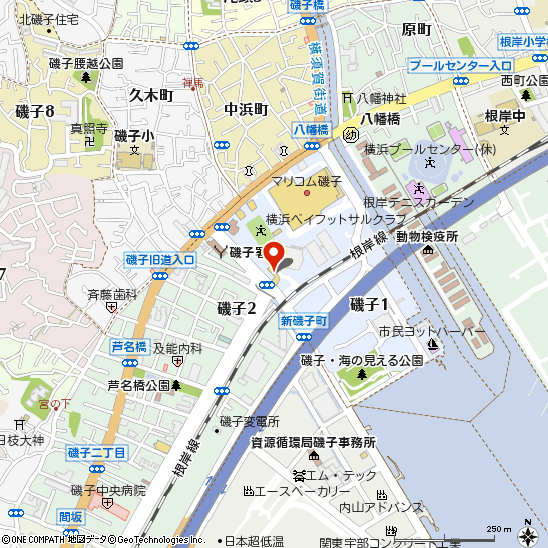 タイヤ館 磯子付近の地図